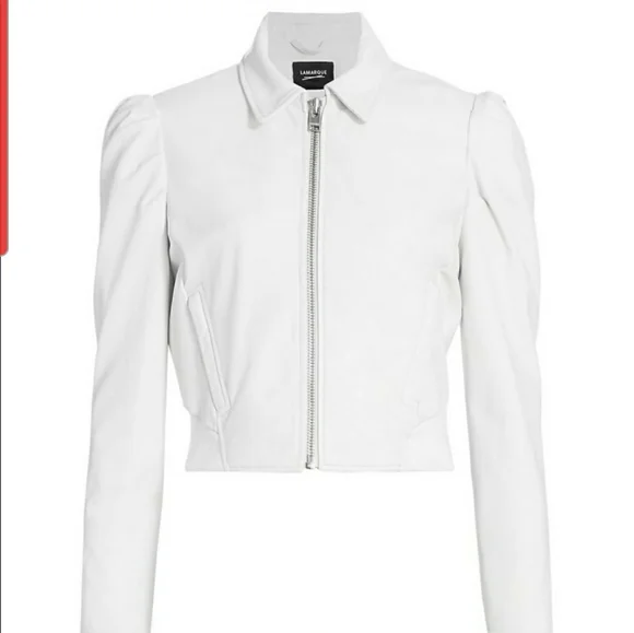 NWT LaMarque luxury white leather jacket size medium - Picture 8 of 17